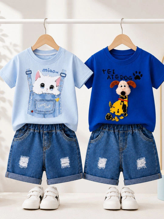 Unisex Kids Printed T-shirt with Shorts